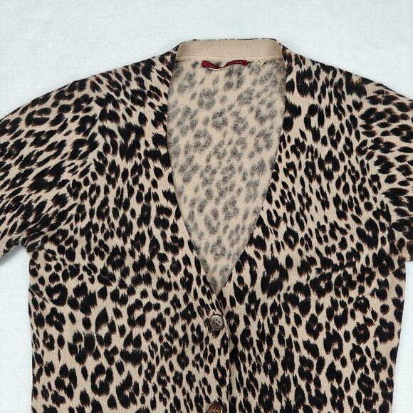 Cashmere Cashmere Leopard Print Button Cardigan Sweater Size S Mob Wife Glam - Picture 3 of 12